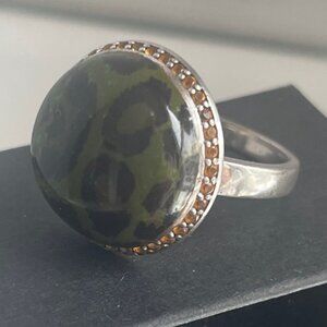 Sterling Silver & Enamel Ring - size 7